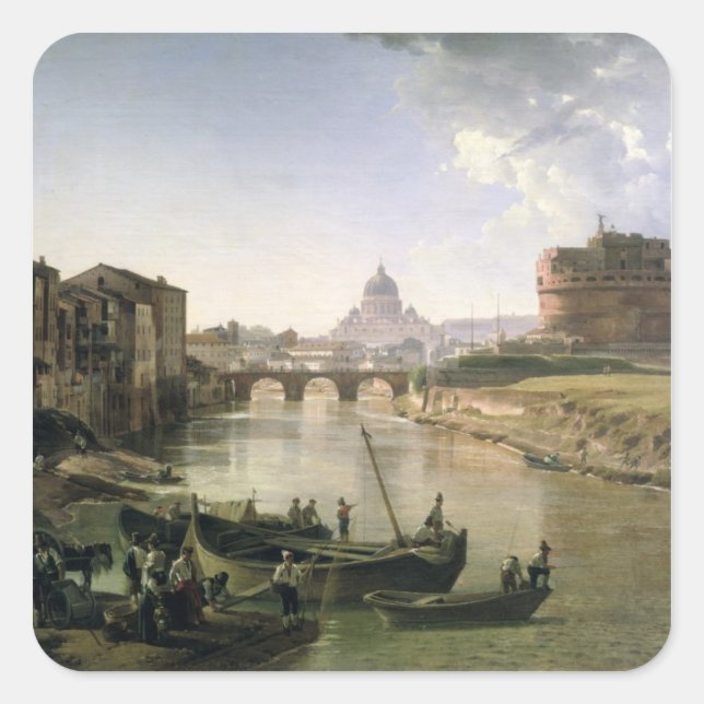 Sticker Carré Nouvelle Rome avec le Castel Sant'Angelo (Devant)