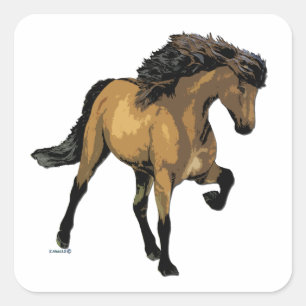 Sticker Carré Nouvelle Vogue Buckskin Gaated Horse