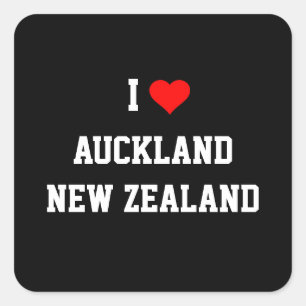 Sticker Carré NOUVELLE-ZÉLANDE : I Love Auckland, Nouvelle-Zél