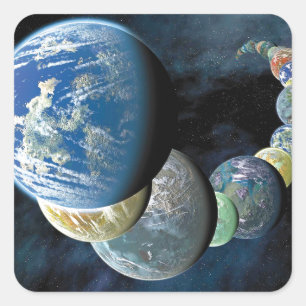 Sticker Carré Nouvelles Étranges Mondes Montage de Planète Extra