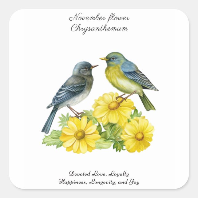 Sticker Carré Novembre Mois de naissance Fleur Chrysanthème Oise (Devant)