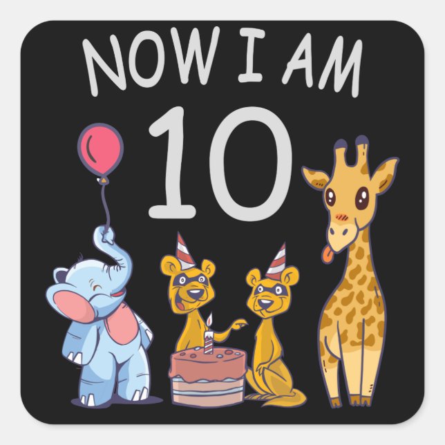 Sticker Carré Now I, 10 ans d'âge 10 Birthday (Devant)