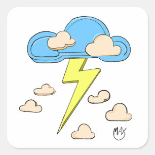 Sticker Carré Nuage de foudre