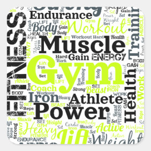 Sticker Carré Nuage de mots de séance de gym intense