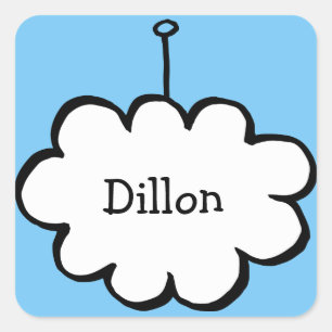 Sticker Carré Nuage personnalisé sur une ficelle