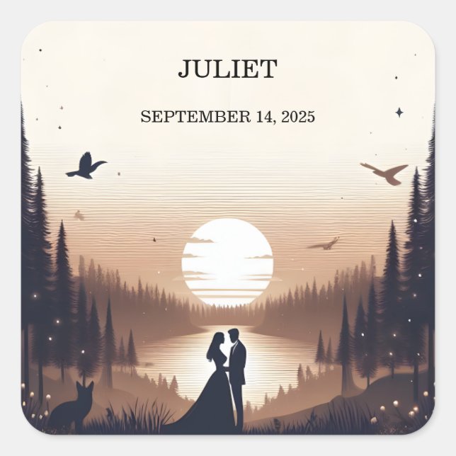 Sticker Carré Nuit Coucher de soleil Lune Nuage Crépuscule Enter (Devant)