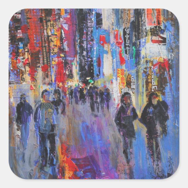 Sticker Carré Nuit de Tokyo (Devant)