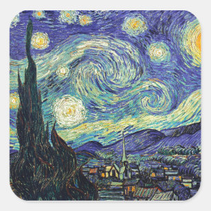 Sticker Carré Nuit étoilée par van Gogh