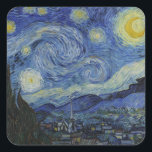 Sticker Carré "Nuit étoilée" par Van Gogh<br><div class="desc">Ce design présente une reproduction en très haute résolution non altérée et non modifiée du célèbre tableau "Starry Night" de Van Gogh.</div>