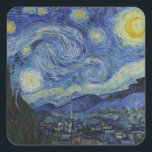 Sticker Carré "Nuit étoilée" par Van Gogh<br><div class="desc">Ce design présente une reproduction en très haute résolution non altérée et non modifiée du célèbre tableau "Starry Night" de Van Gogh.</div>