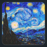 Sticker Carré Nuit étoilée Vincent Van Gogh<br><div class="desc">La Nuit étoilée de Vincent Van Gogh. C'est un vieux chef-d'oeuvre du peintre-maître néerlandais Vincent Van Gogh. Cette belle peinture a une belle couleur,  vibrante,  saturée. Vincent Van Gogh était un peintre impressionniste de poste hollandais. Cette image est du domaine public</div>
