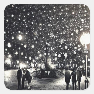 Sticker Carré Nuit neigeuse