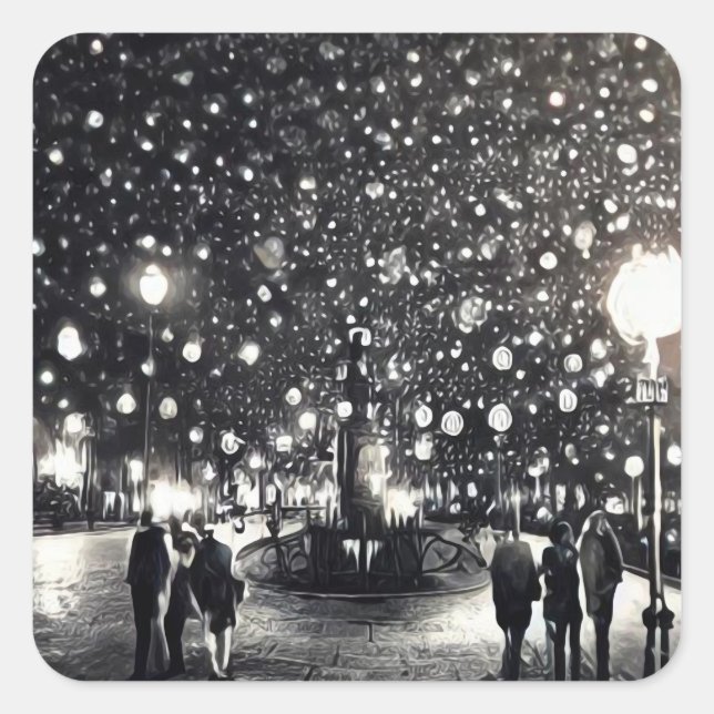 Sticker Carré Nuit neigeuse (Devant)