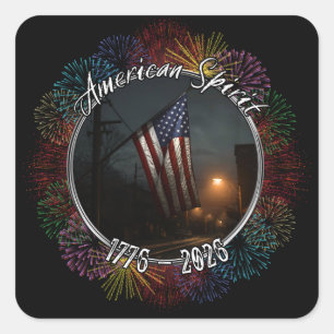 Sticker Carré Nuits de ville Drapeau américain Esprit de 1776 -