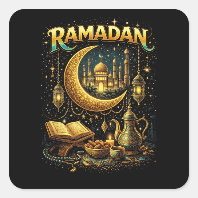Sticker Carré Nuits dorées du Ramadan (Devant)
