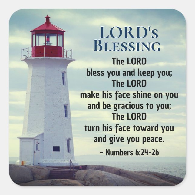 Sticker Carré Numbers 6 24-26 The Lord Bless You, Lighthouse (Devant)