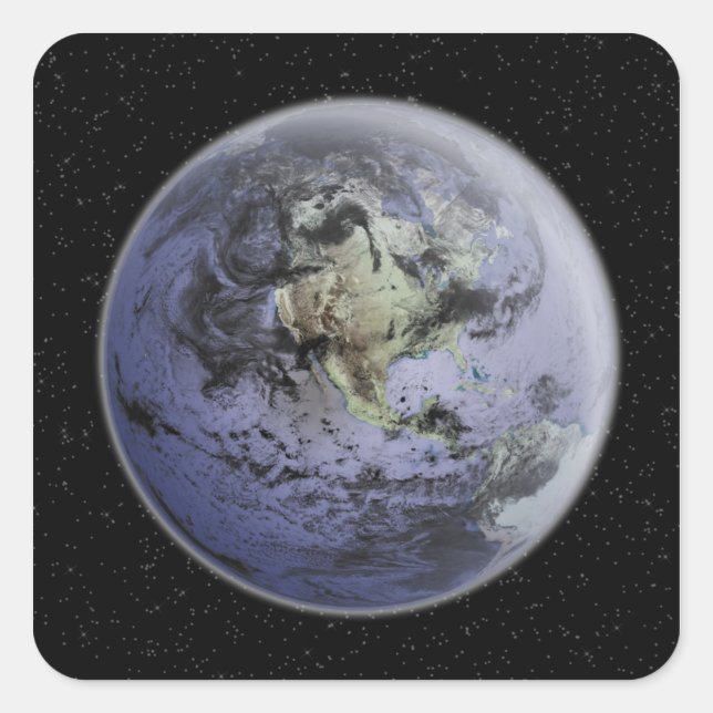 Sticker Carré numériquement image améliorée de la Terre entière (Devant)