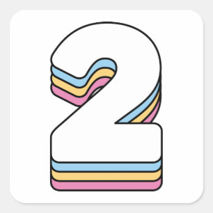 Sticker Carré Numéro 2 Deux Chiffres D'Anniversaire De L'Arc-En-