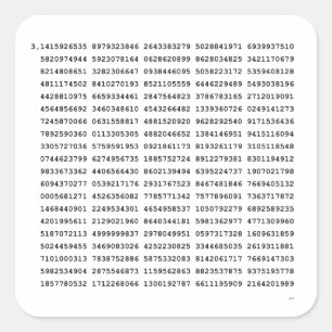 Sticker Carré Numéro Pi 1000 Premiers Chiffres Symbole mathéma