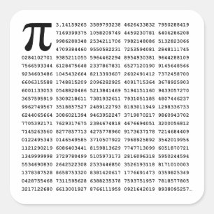 Sticker Carré Numéro Pi 1000 Premiers Chiffres Symbole mathéma