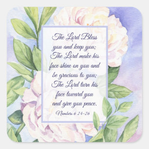 Sticker Carré Numéros 6 24-26 Le Seigneur vous bénisse Fleurs