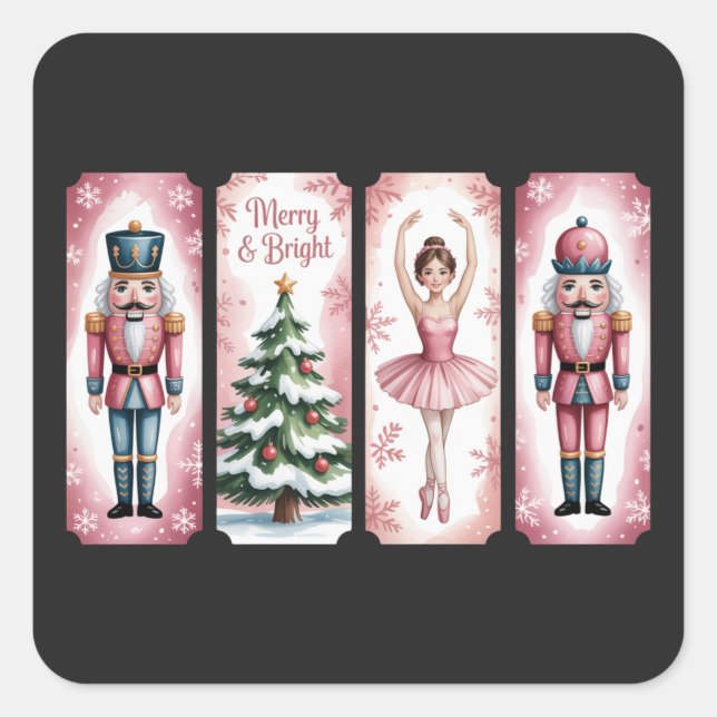 Sticker Carré Nutcracker Noël Fête de Noël cadeaux Festif (Devant)