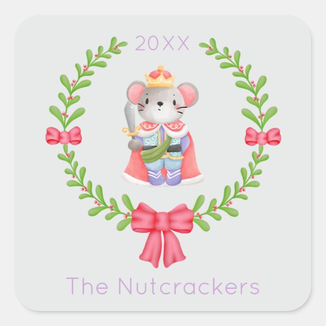 Sticker Carré Nutcracker Souris King Noël (Devant)
