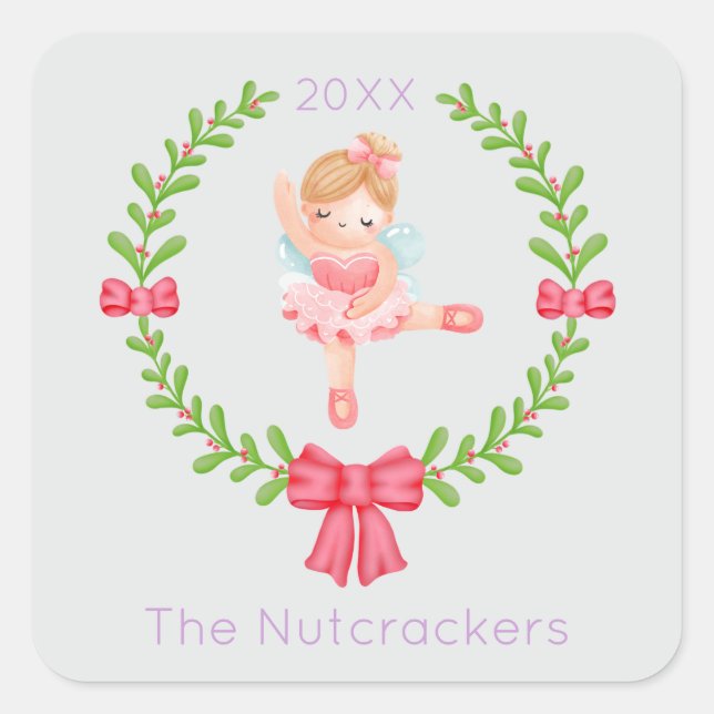 Sticker Carré Nutcracker Sucre Plum Fée Noël (Devant)