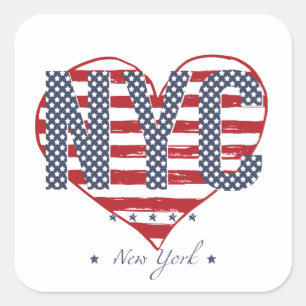 Sticker Carré NYC American Flag Heart