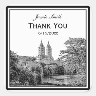 Sticker Carré NYC Central Pk Lake San Remo Etched Merci SQ