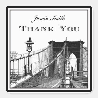 Sticker Carré NYC Skyline Brooklyn Bridge #2 Merci