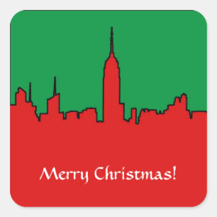 Sticker Carré NYC Skyline: ESB Christmas Silhouette