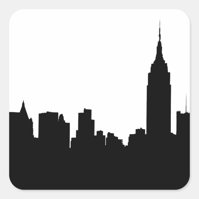 Sticker Carré NYC Skyline Silhouette, Empire State Bldg (Devant)