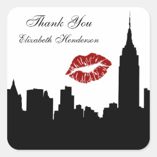 Sticker Carré NYC Skyline Silhouette, ESB #1 Kiss