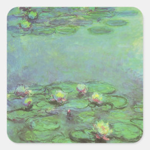 Sticker Carré Nymphéas par Claude Monet, Impressionnisme Vintage