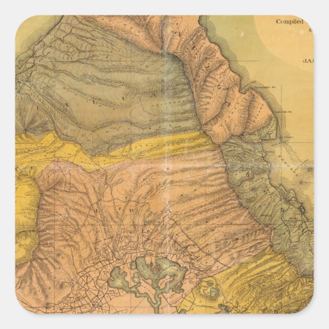 Sticker Carré Oahu, îles Hawaïennes (Devant)