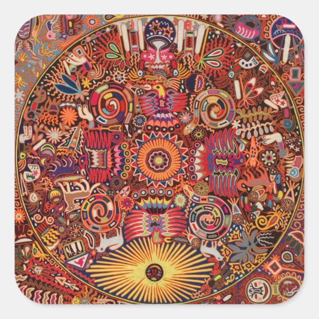 Sticker Carré Oaxaca Mexico Mexican Mayan Tribal Art boho Travel (Devant)