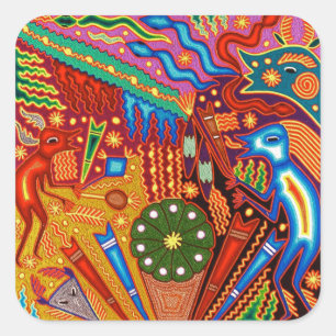 Sticker Carré Oaxaca Mexico Mexican Mayan Tribal Art boho Travel