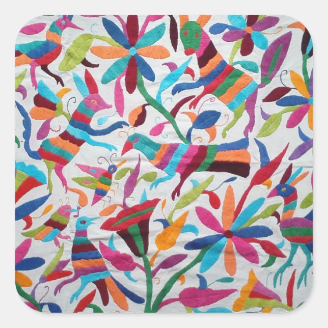 Sticker Carré Oaxaca Mexique Mexicain Maya Hispanique Ethnique B (Devant)