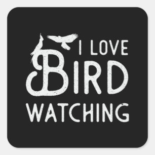 Sticker Carré Observation des oiseaux Je regarde les Inséparable