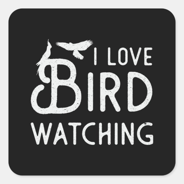 Sticker Carré Observation des oiseaux Je regarde les Inséparable (Devant)