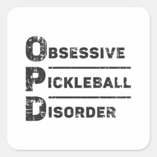 Sticker Carré Obsessionnel Pickleball Trouble Pickleball Cadeau
