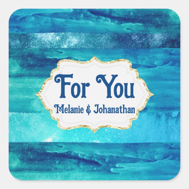 Sticker Carré Océan bleu plage vagues d'eau de mer côtière pour  (Devant)