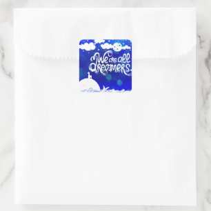 Sticker Carré Ocean Blue Dreams Stars Citation Inspirationnelle