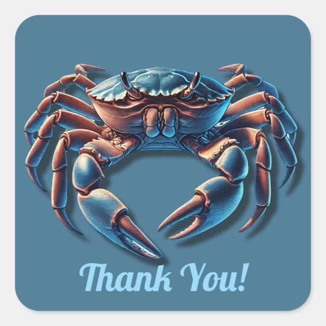 Sticker Carré Océan King Crab Merci (Devant)