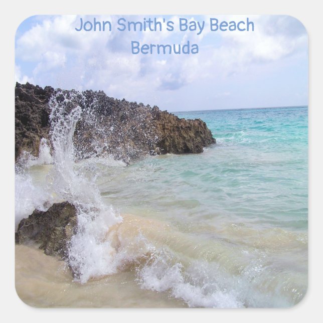 Sticker Carré Ocean Wave John Smith’s Bay Beach Bermudes (Devant)