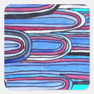 Sticker Carré Ocean Waves aqua blue pattern