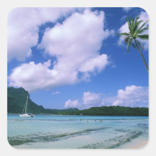 Sticker Carré Océanie, Polynésie française, Tahiti. Vue de