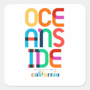 Sticker Carré Oceanside Californie milieu du siècle, Art Pop,