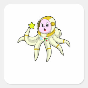 Sticker Carré Octopus comme plongeur avec étoile